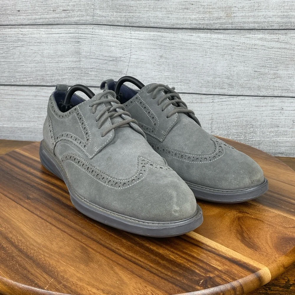 Cole Haan GrandEvolution Gray Suede Wingtip Oxford C35908 Men’s Shoe Size 10.5